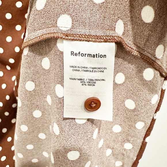 Reformation Reza Wrap Effect Polka Dot Crepe Midi Dress Size 10 - Picture 14 of 14